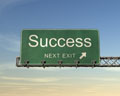 Sign with the words Success next right