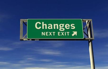 Photo of a highway sign that says changes, next exit