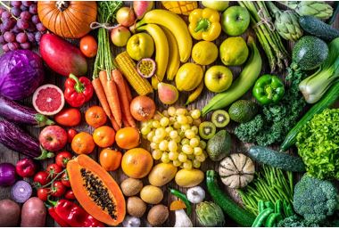 Photo of rainbow of fresh vegetables and fruits