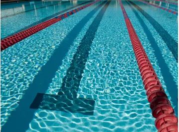 Photo of a swimming pool with lap lines